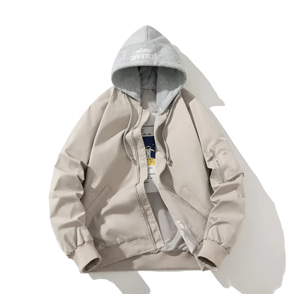 Men's plus-size pilot jacket in loose fit with embedded line pockets