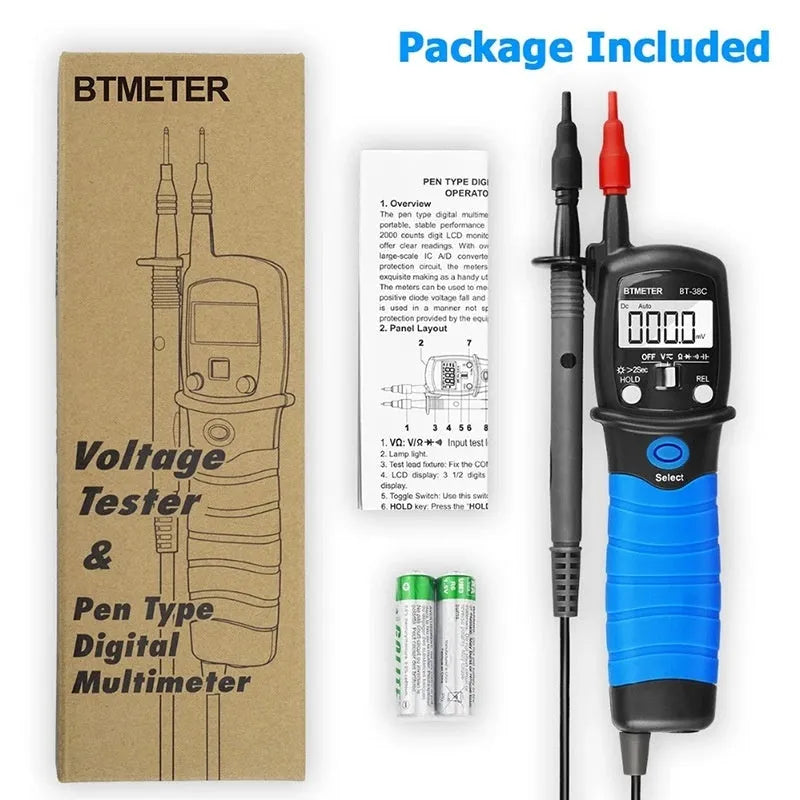 HP-38B digital pen multimeter, 600V multifunctional voltmeter with plastic body, 235 x 54 x 30mm, No7 battery