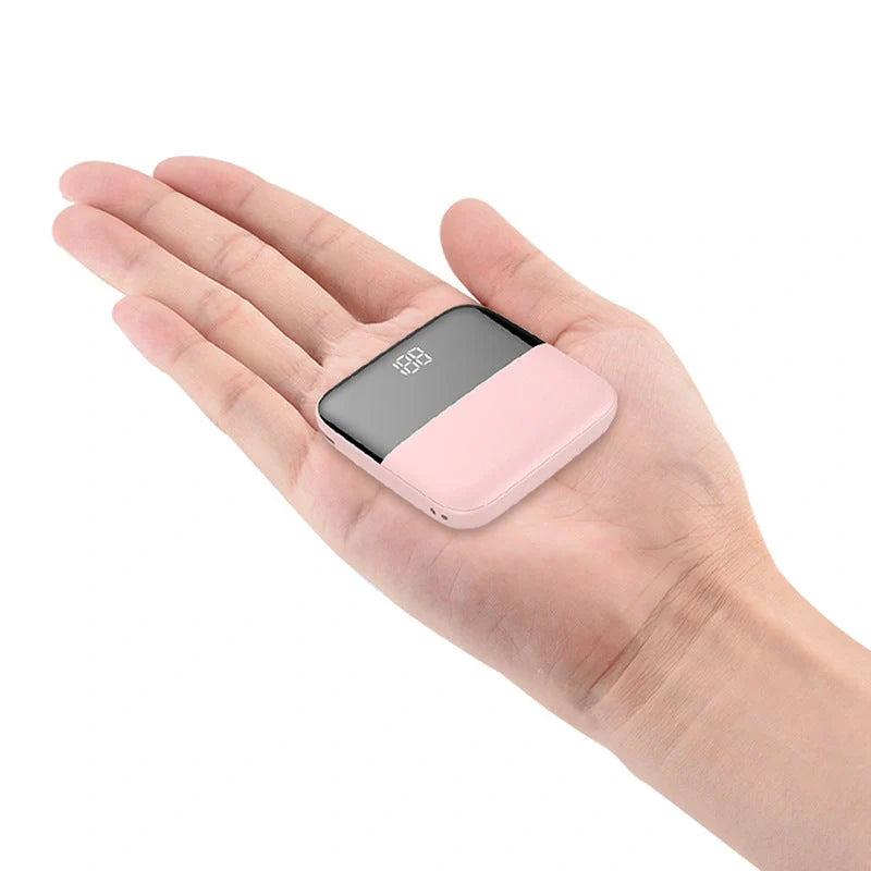 10000mAh Mini Power Bank in various colors with USB Type-C and Micro USB inputs
