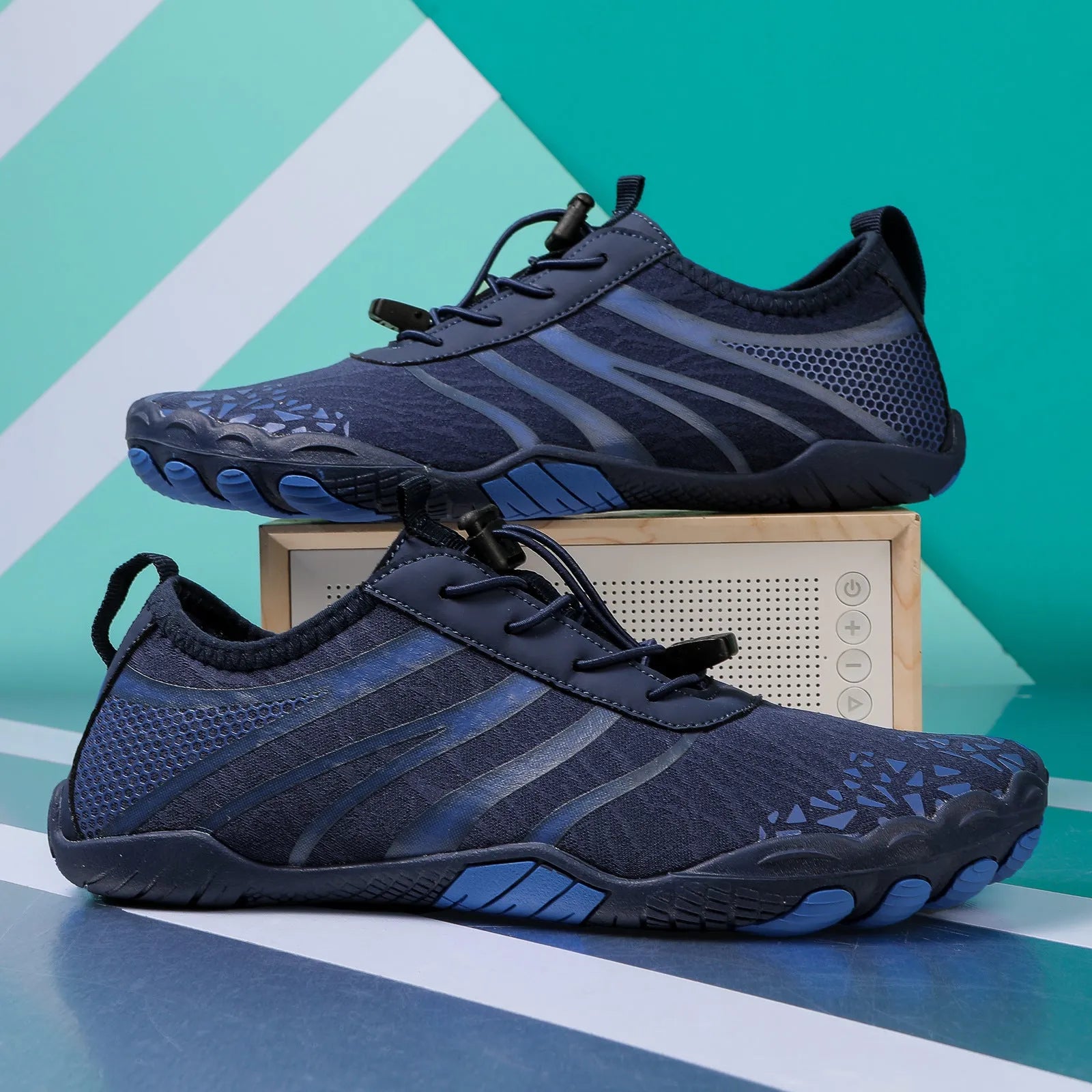 Beach running shoes with Lycra stretch fabric uppers in various colours for upstream sports