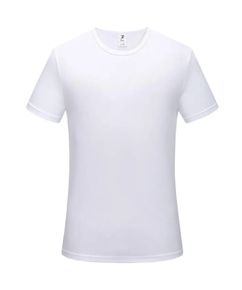 Men's slim fit quick-drying short sleeve t-shirt in a solid colour on a hanger.