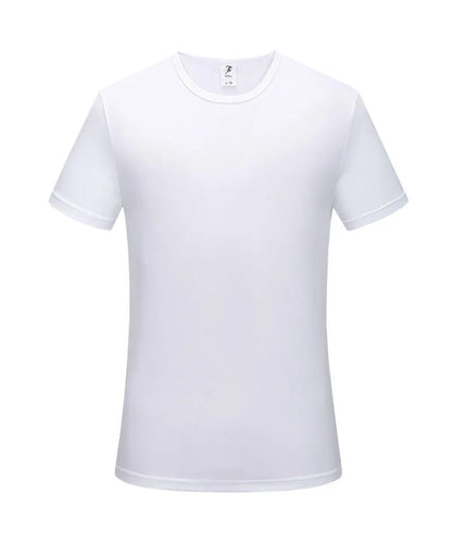 Men's slim fit quick-drying short sleeve t-shirt in a solid colour on a hanger.