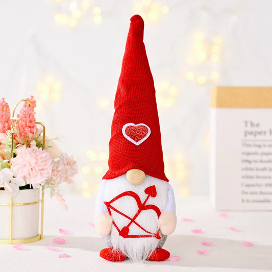 Soft, plush Cupid gnome figures in various styles for Valentine's Day, Christmas, and year-round home decor