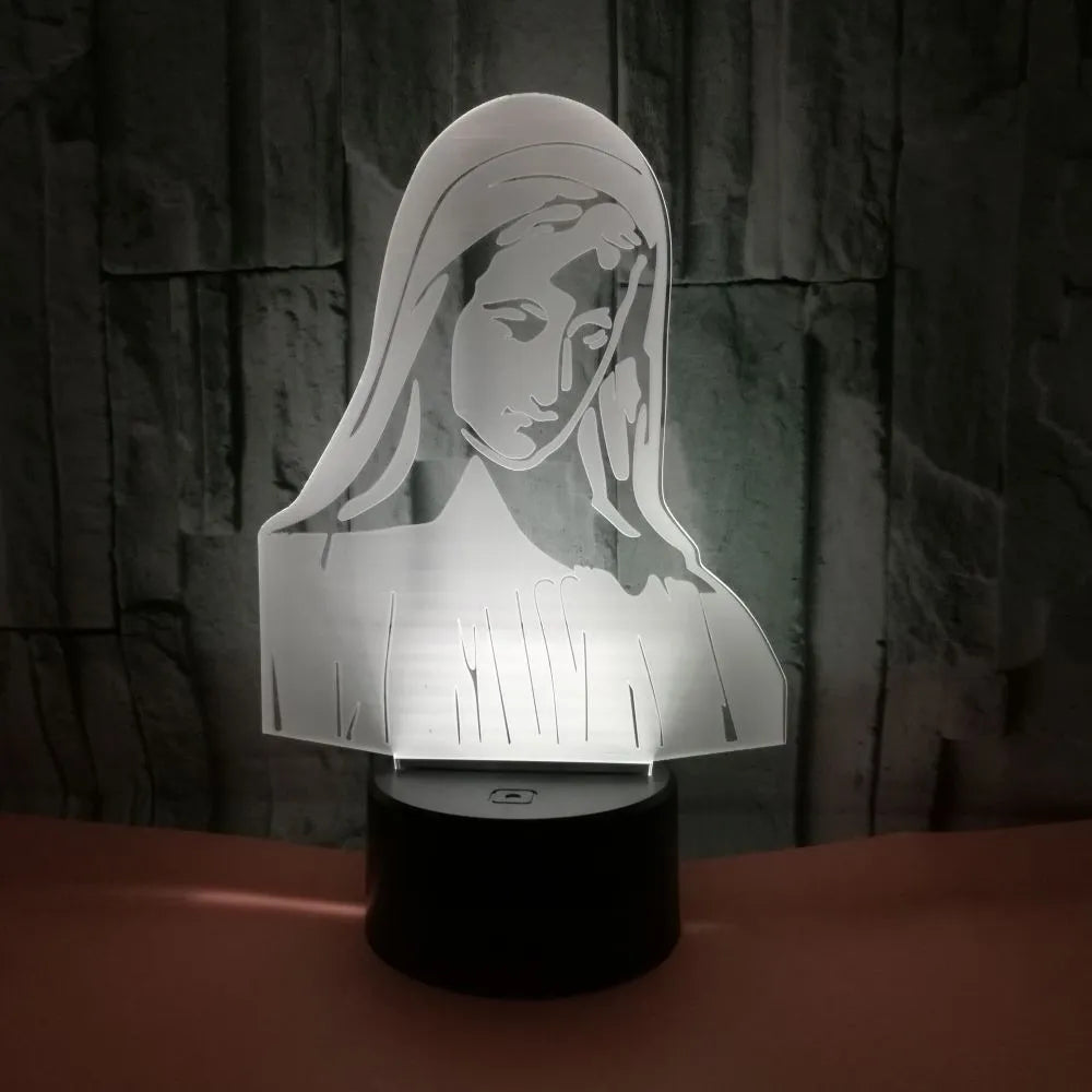 3D LED night light with laser-engraved acrylic showing stereoscopic dual ring patterns