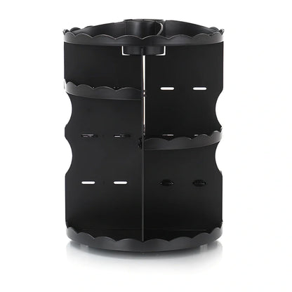 Pink rotating cosmetics storage box with 360-degree mechanism and 23 x 30.5cm dimensions organising bathroom items