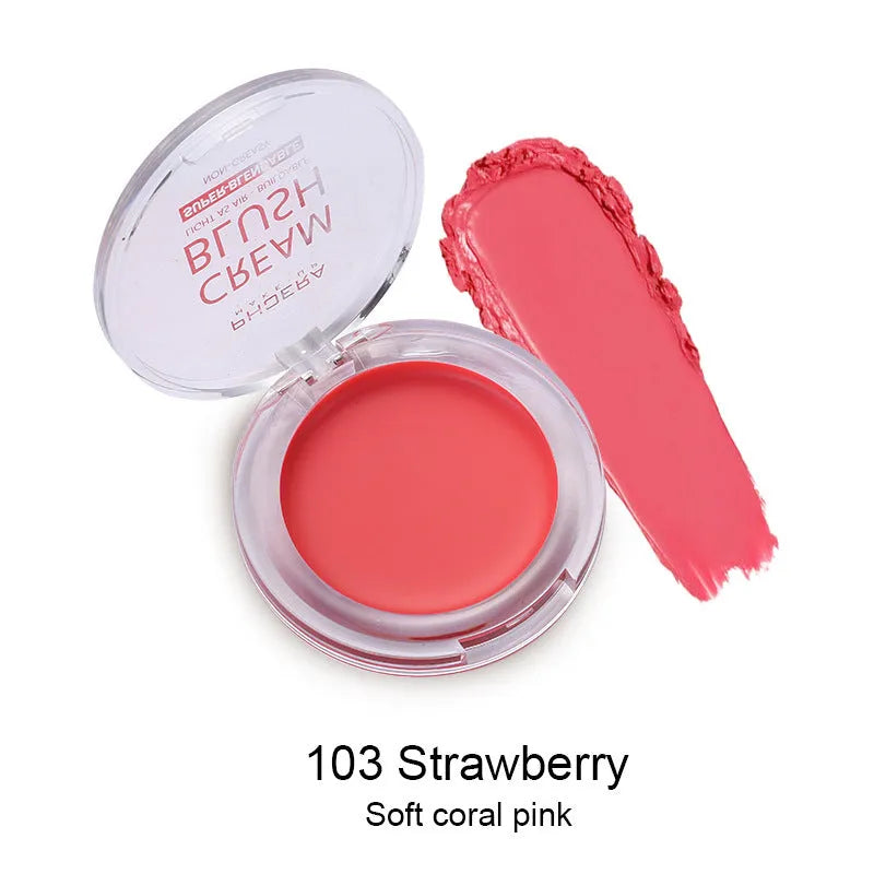 PHOERA Light and Brightening Blush Cream pot in one of eight colours: Freesia, Peach, Strawberry, Sunflower, Dusk, Sunset, Grape, or Berry.