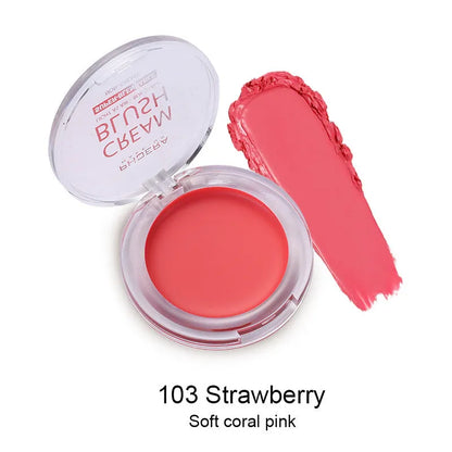 PHOERA Light and Brightening Blush Cream pot in one of eight colours: Freesia, Peach, Strawberry, Sunflower, Dusk, Sunset, Grape, or Berry.