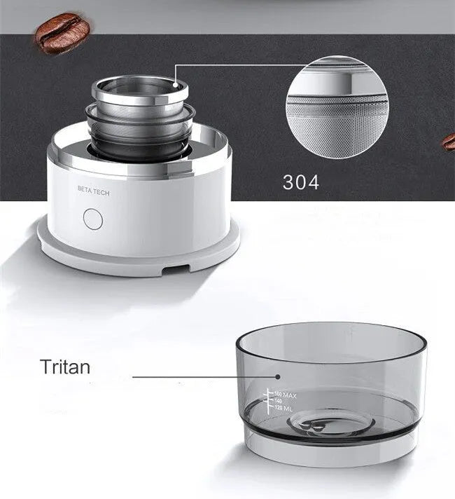 Smart coffee maker with ABS plastic housing, SUS304 stainless steel coffee filter, and Tritan plastic water tank and filter cup holder for manual pour-over brewing at home using standard glass cups