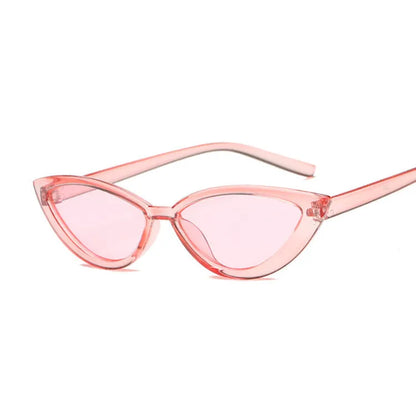 Cat eye sunglasses with PC frame, available in black, blue, grey, pink, purple, red, and yellow.