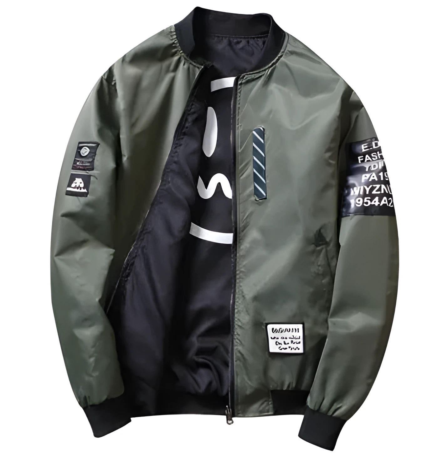 Reversible men's flight jacket in thin construction with stripe pattern and zipper closure