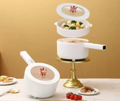 Multifunctional electric cooker with non-stick pot and glass cover
