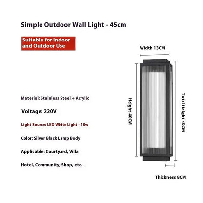 Stainless steel outdoor wall lamp for courtyard and garden lighting in four available sizes