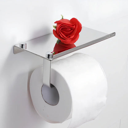 304 stainless steel towel rack with toilet paper holder and tissue box in mirror finish, 30cm wide for bathroom organisation