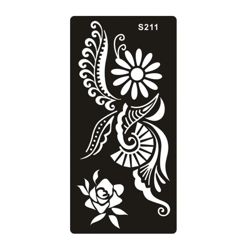 Hollow geometric tattoo template sticker on water transfer paper, Southeast Asian style design.