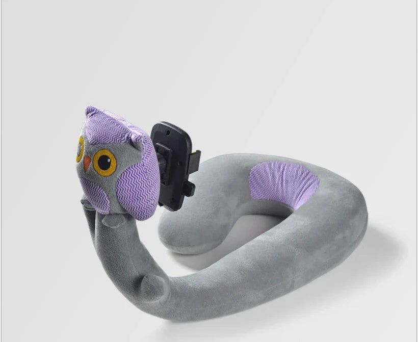 Cosy U-Shaped Pillow with Built-In Phone Holder - Luxurious Velvet Comfort in a Variety of Charming Colours