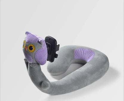 Cosy U-Shaped Pillow with Built-In Phone Holder - Luxurious Velvet Comfort in a Variety of Charming Colours