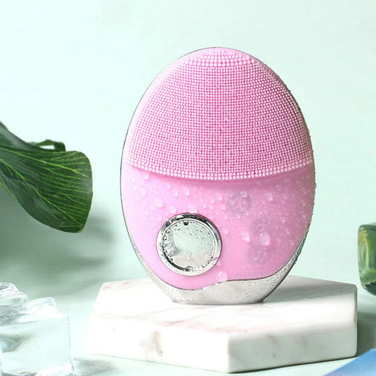 Electric Silicone Face Washer with adjustable vibration and LED skin therapy lights