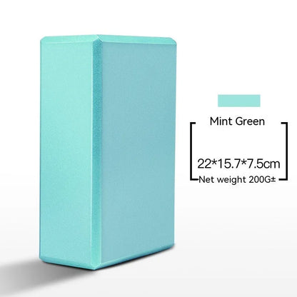 High-density EVA foam yoga block in violet colour, shown next to a pink block with a cartoon bunny print.