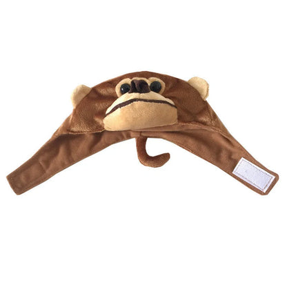 Monkey Cartoon Design Dog Hat for pets in brown, sizes S, M, L