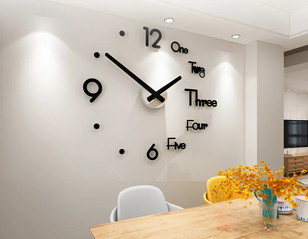 25-inch solar wall clock with laser-engraved markings and European round design in black finish