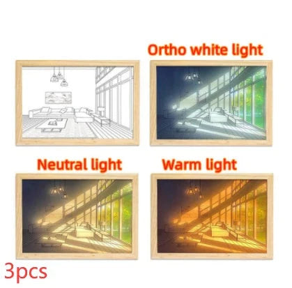 Customizable illuminated picture frame with adjustable LED lighting for home decor