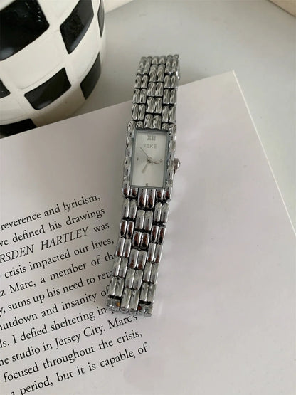 Bracelet-style women's watch with 15mm dial, 7mm thickness, and mineral glass mirror in silver or gold colours