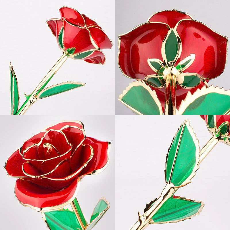 24K gold-plated rose flower in elegant gift box for Valentine's Day