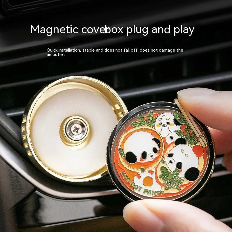 Panda hot pot car air freshener diffuser with diatomite fragrance tablets