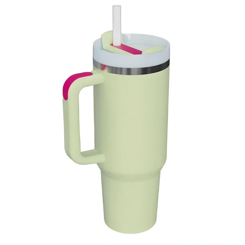 304 stainless steel vacuum cup with double-wall insulation showing 40oz capacity and 26cm height dimensions