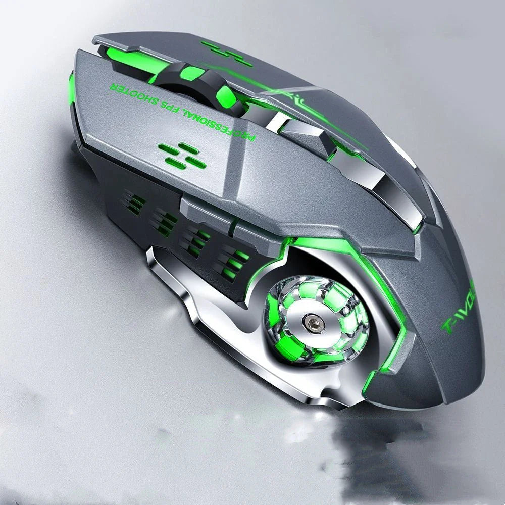 Wireless 2.4GHz USB Optical Gaming Mouse with Adjustable DPI, Programmable Macro Buttons, and Vibrant RGB Backlighting
