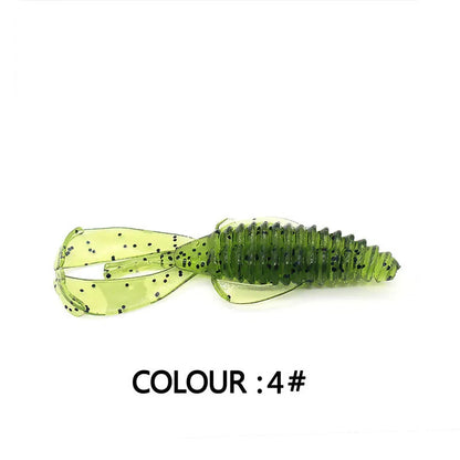 PVC soft plastic fishing lure in assorted colours showing 8cm and 12cm size options for artificial bait fishing.