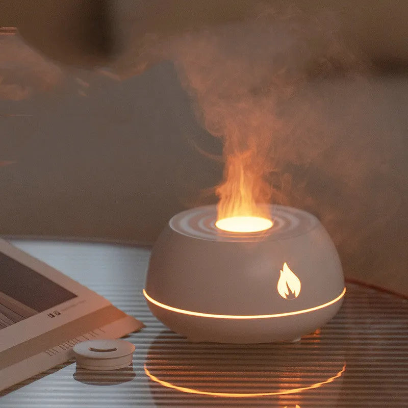 Black flame humidifier aromatherapy diffuser with LED lighting effect and USB cable