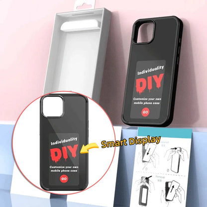 Customizable E-Ink phone case with personalized screen projection, compatible with various iPhone models