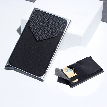 Aluminium alloy anti-theft credit card holder with lycra cloth strap in multiple colours