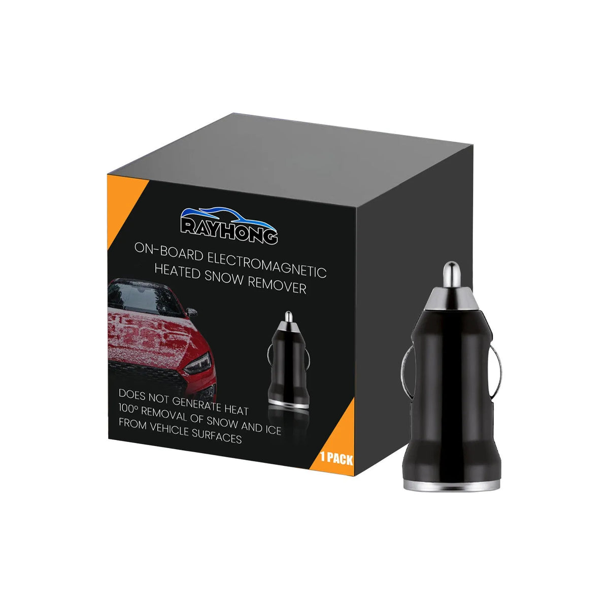 Black portable car de-icer with heated tip for melting windscreen ice