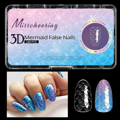 3D scale long shaping nail tips in Frigate Box with 120 or 140 pieces for nail extensions