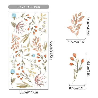Boho Floral Watercolour Wall Stickers - Elegant, nature-inspired wall decor for your home
