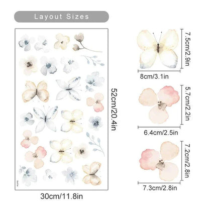 Boho Floral Watercolour Wall Stickers - Elegant, nature-inspired wall decor for your home