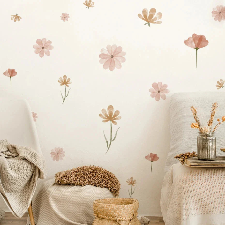 Boho Floral Watercolour Wall Stickers - Elegant, nature-inspired wall decor for your home