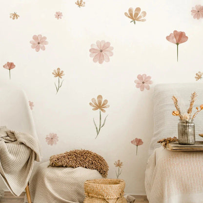Boho Floral Watercolour Wall Stickers - Elegant, nature-inspired wall decor for your home