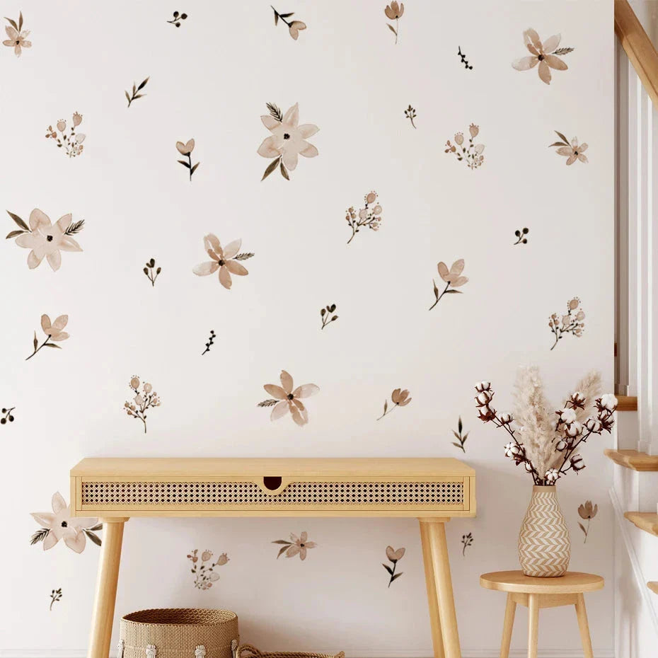 Boho Floral Watercolour Wall Stickers - Elegant, nature-inspired wall decor for your home