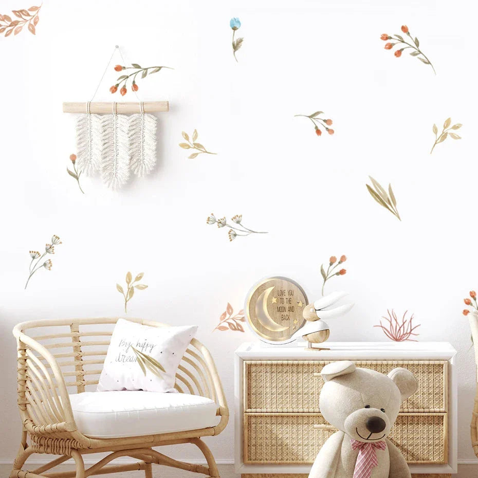 Boho Floral Watercolour Wall Stickers - Elegant, nature-inspired wall decor for your home