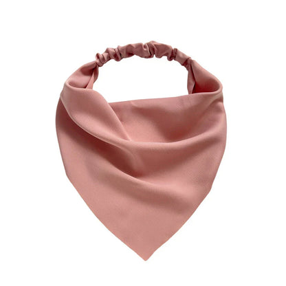 Elegant white satin triangle hair scarf with floral pattern, suitable for versatile styling as a headband, scarf, or bandana