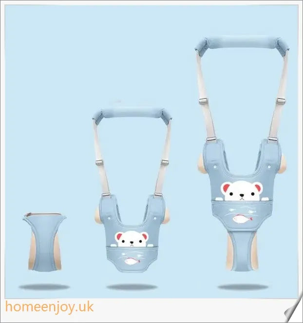 Premium baby walker with backpack-style harness in a variety of adorable prints, designed to support children learning to walk