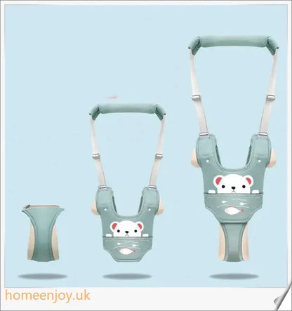 Premium baby walker with backpack-style harness in a variety of adorable prints, designed to support children learning to walk