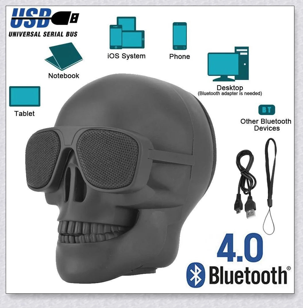 Skull Wireless Bluetooth Speaker with premium sound quality, Bluetooth connectivity, and long-lasting battery life