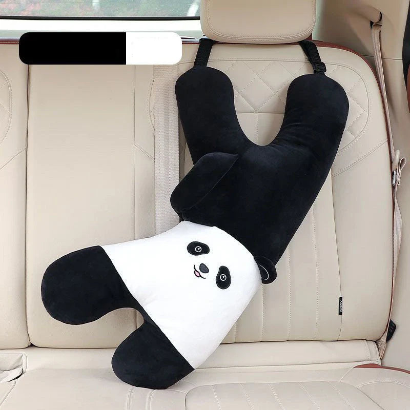 Cute Y-Shape Kids Travel Safety Pillow in Panda Design - Soft Plush Fabric and High-Quality Cotton Filling for Optimal Neck and Head Support During Travel