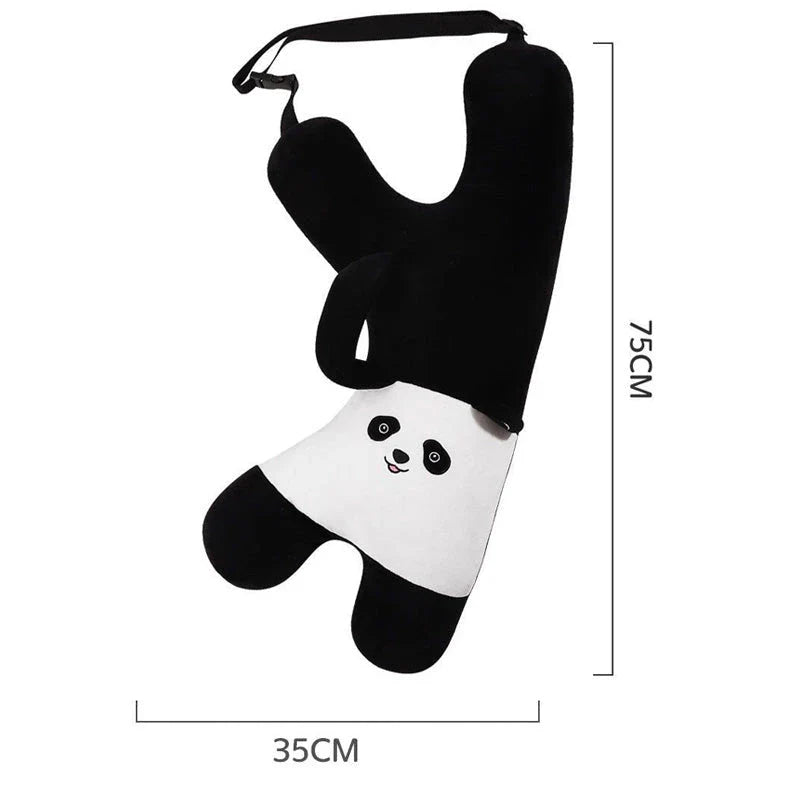 Cute Y-Shape Kids Travel Safety Pillow in Panda Design - Soft Plush Fabric and High-Quality Cotton Filling for Optimal Neck and Head Support During Travel