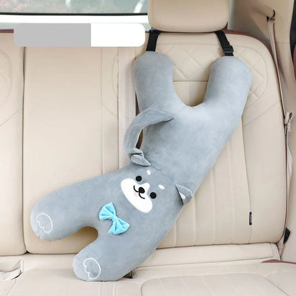 Cute Y-Shape Kids Travel Safety Pillow in Panda Design - Soft Plush Fabric and High-Quality Cotton Filling for Optimal Neck and Head Support During Travel