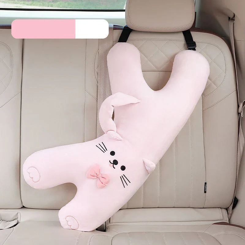 Cute Y-Shape Kids Travel Safety Pillow in Panda Design - Soft Plush Fabric and High-Quality Cotton Filling for Optimal Neck and Head Support During Travel